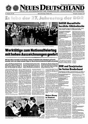 Neues Deutschland Online-Archiv vom 07.10.1976
