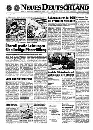 Neues Deutschland Online-Archiv vom 21.10.1976