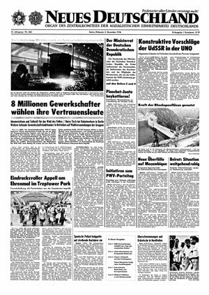 Neues Deutschland Online-Archiv vom 03.11.1976