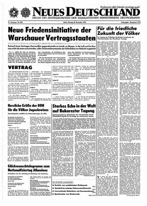 Neues Deutschland Online-Archiv vom 29.11.1976
