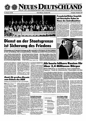 Neues Deutschland Online-Archiv vom 01.12.1976