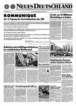 Neues Deutschland Online-Archiv vom 19.03.1977