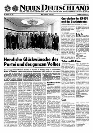 Neues Deutschland Online-Archiv vom 26.08.1977