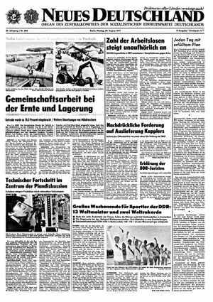 Neues Deutschland Online-Archiv vom 29.08.1977