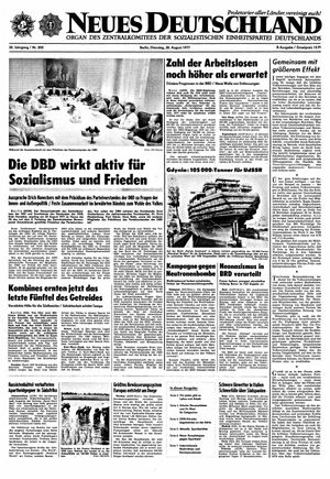 Neues Deutschland Online-Archiv vom 30.08.1977