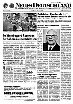 Neues Deutschland Online-Archiv vom 06.09.1977