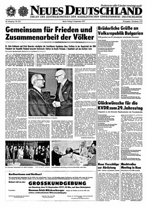 Neues Deutschland Online-Archiv vom 09.09.1977