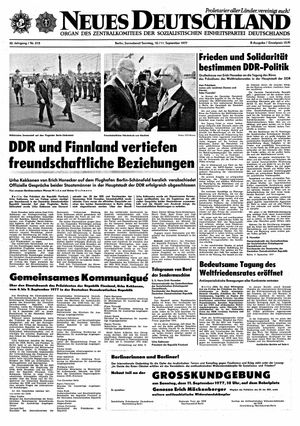 Neues Deutschland Online-Archiv vom 10.09.1977