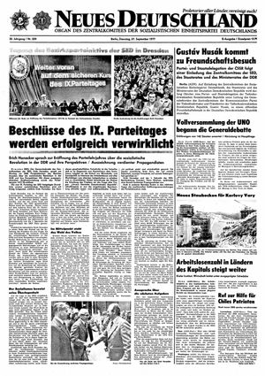 Neues Deutschland Online-Archiv vom 27.09.1977