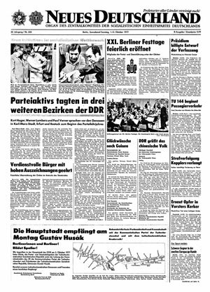 Neues Deutschland Online-Archiv vom 01.10.1977