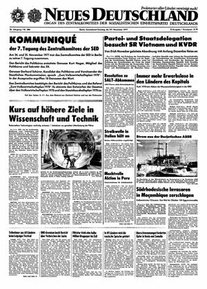 Neues Deutschland Online-Archiv vom 26.11.1977