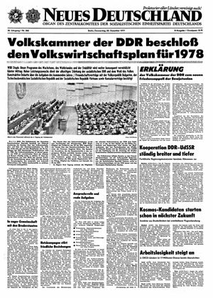 Neues Deutschland Online-Archiv vom 22.12.1977