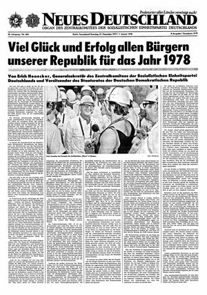 Neues Deutschland Online-Archiv vom 31.12.1977