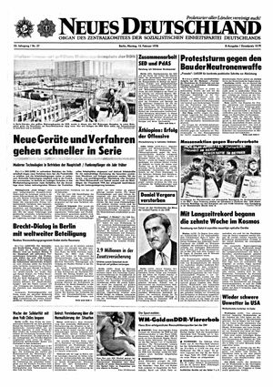 Neues Deutschland Online-Archiv vom 13.02.1978