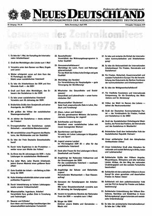 Neues Deutschland Online-Archiv vom 06.04.1978