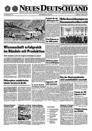 Neues Deutschland Online-Archiv vom 12.04.1978