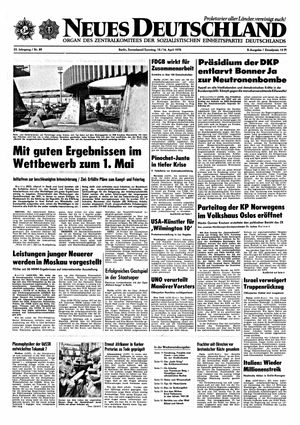 Neues Deutschland Online-Archiv vom 15.04.1978