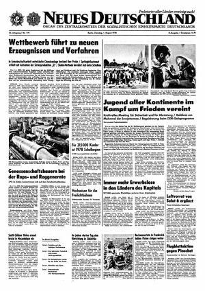 Neues Deutschland Online-Archiv vom 01.08.1978