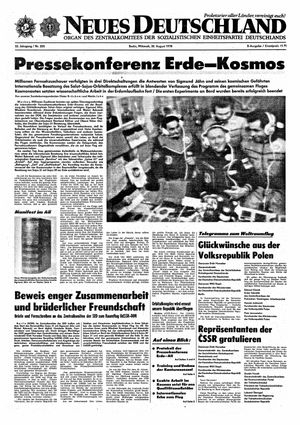 Neues Deutschland Online-Archiv vom 30.08.1978