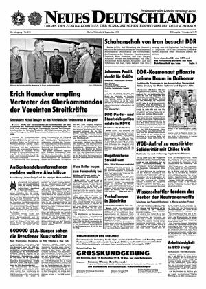 Neues Deutschland Online-Archiv vom 06.09.1978