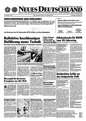 Neues Deutschland Online-Archiv vom 09.09.1978