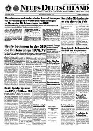 Neues Deutschland Online-Archiv vom 01.11.1978