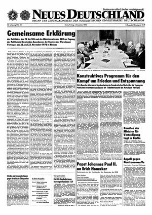 Neues Deutschland Online-Archiv vom 01.12.1978