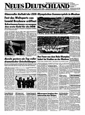 Neues Deutschland Online-Archiv vom 21.07.1980
