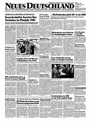 Neues Deutschland Online-Archiv vom 15.08.1980