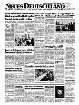 Neues Deutschland Online-Archiv vom 28.08.1980