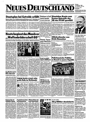 Neues Deutschland Online-Archiv vom 08.09.1980