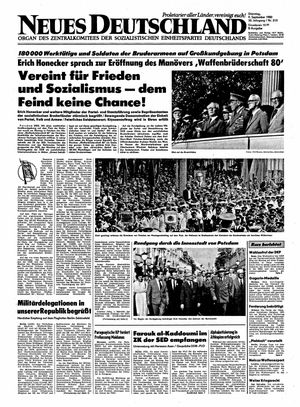 Neues Deutschland Online-Archiv vom 09.09.1980