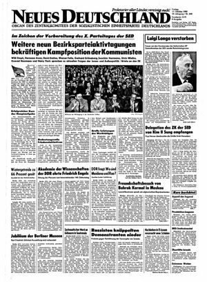Neues Deutschland Online-Archiv vom 17.10.1980