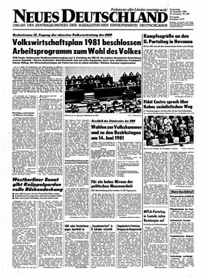 Neues Deutschland Online-Archiv vom 18.12.1980