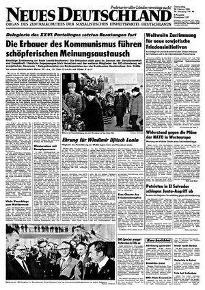 Neues Deutschland Online-Archiv vom 26.02.1981