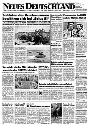 Neues Deutschland Online-Archiv vom 23.03.1981