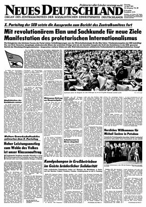 Neues Deutschland Online-Archiv vom 14.04.1981