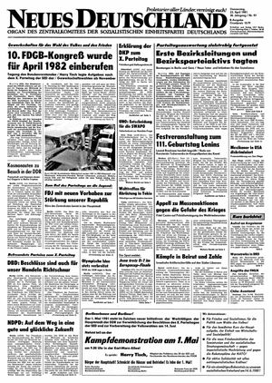 Neues Deutschland Online-Archiv vom 23.04.1981