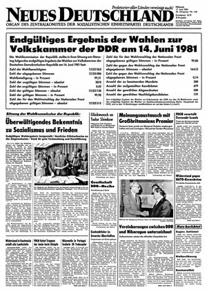 Neues Deutschland Online-Archiv vom 17.06.1981