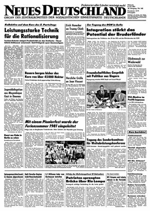 Neues Deutschland Online-Archiv vom 08.07.1981