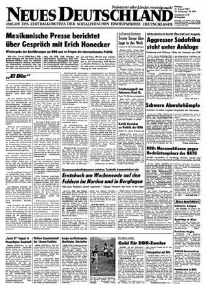 Neues Deutschland Online-Archiv vom 31.08.1981