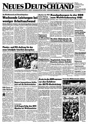 Neues Deutschland Online-Archiv vom 02.09.1981