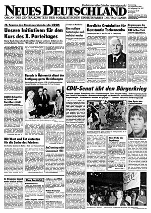Neues Deutschland Online-Archiv on Sep 24, 1981