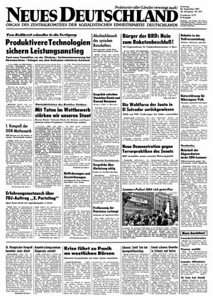 Neues Deutschland Online-Archiv vom 29.09.1981
