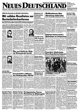 Neues Deutschland Online-Archiv vom 30.09.1981