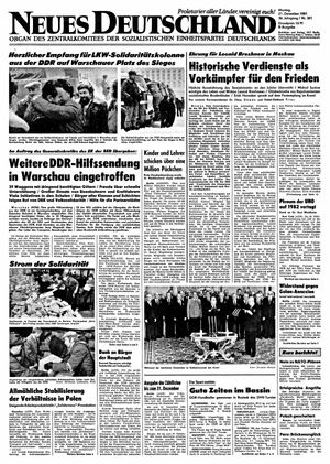 Neues Deutschland Online-Archiv vom 21.12.1981