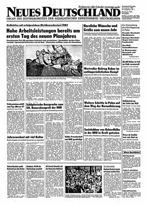Neues Deutschland Online-Archiv vom 02.01.1982
