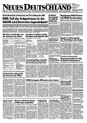 Neues Deutschland Online-Archiv vom 17.02.1982