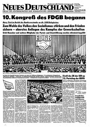 Neues Deutschland Online-Archiv vom 22.04.1982