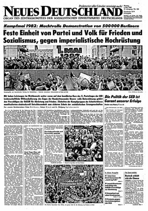 Neues Deutschland Online-Archiv vom 03.05.1982